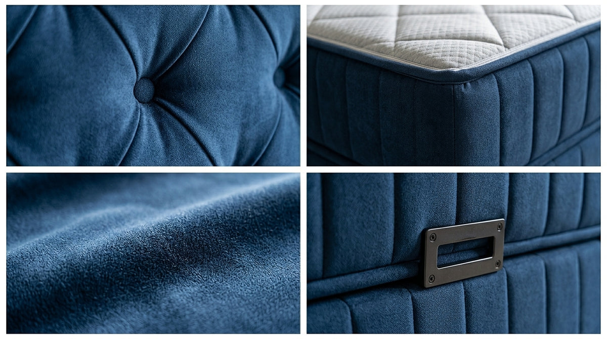 Lacivert chesterfield seti