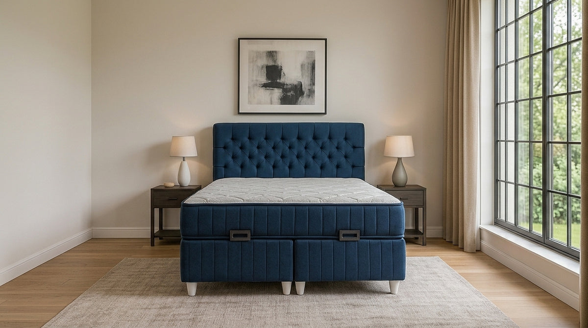 Lacivert chesterfield seti